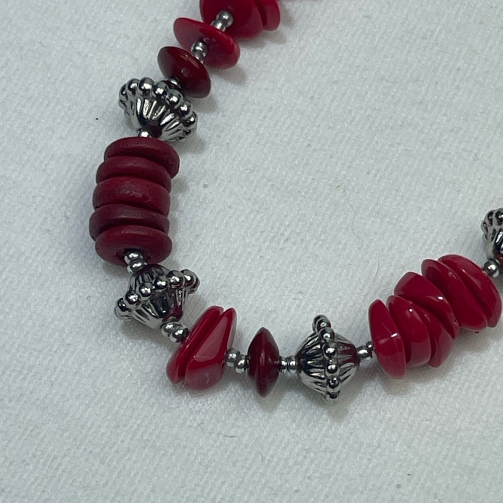 Chico’s Red Beaded Long Necklace - Picture 2 of 6